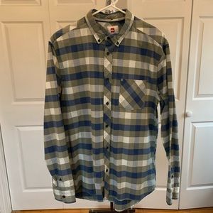 Quicksilver Plaid Button Down Shirt Modern Fit